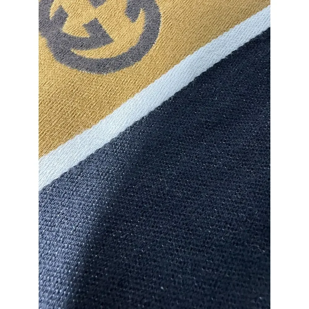 EUC Gucci Unisex GG-Jacquard Monogram Striped Wool Scarf